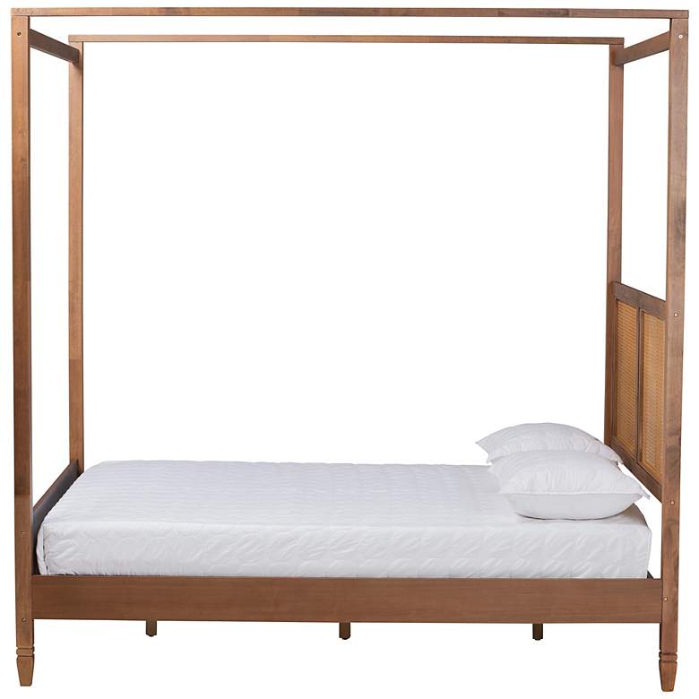 Image 5 Baxton Studio Malia Walnut Brown Wood Queen Size Canopy Bed more views