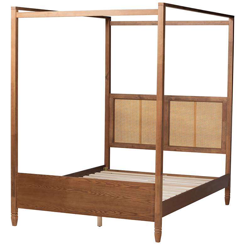 Image 6 Baxton Studio Malia Walnut Brown Wood Queen Size Canopy Bed more views