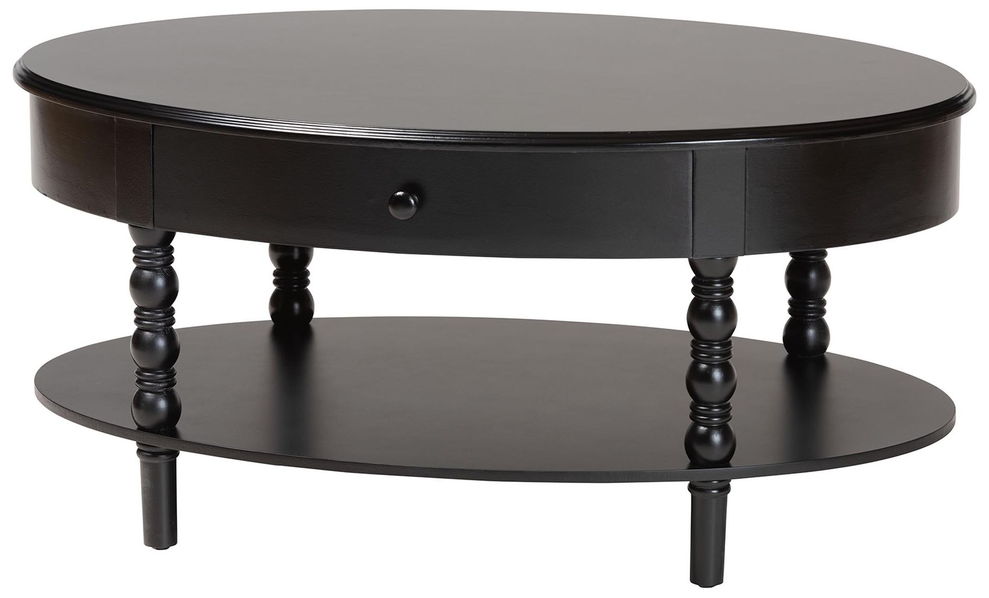 Thumbnail2 of Baxton Studio Malinda Black Wood 1-Drawer Coffee Table with Spindle Legs