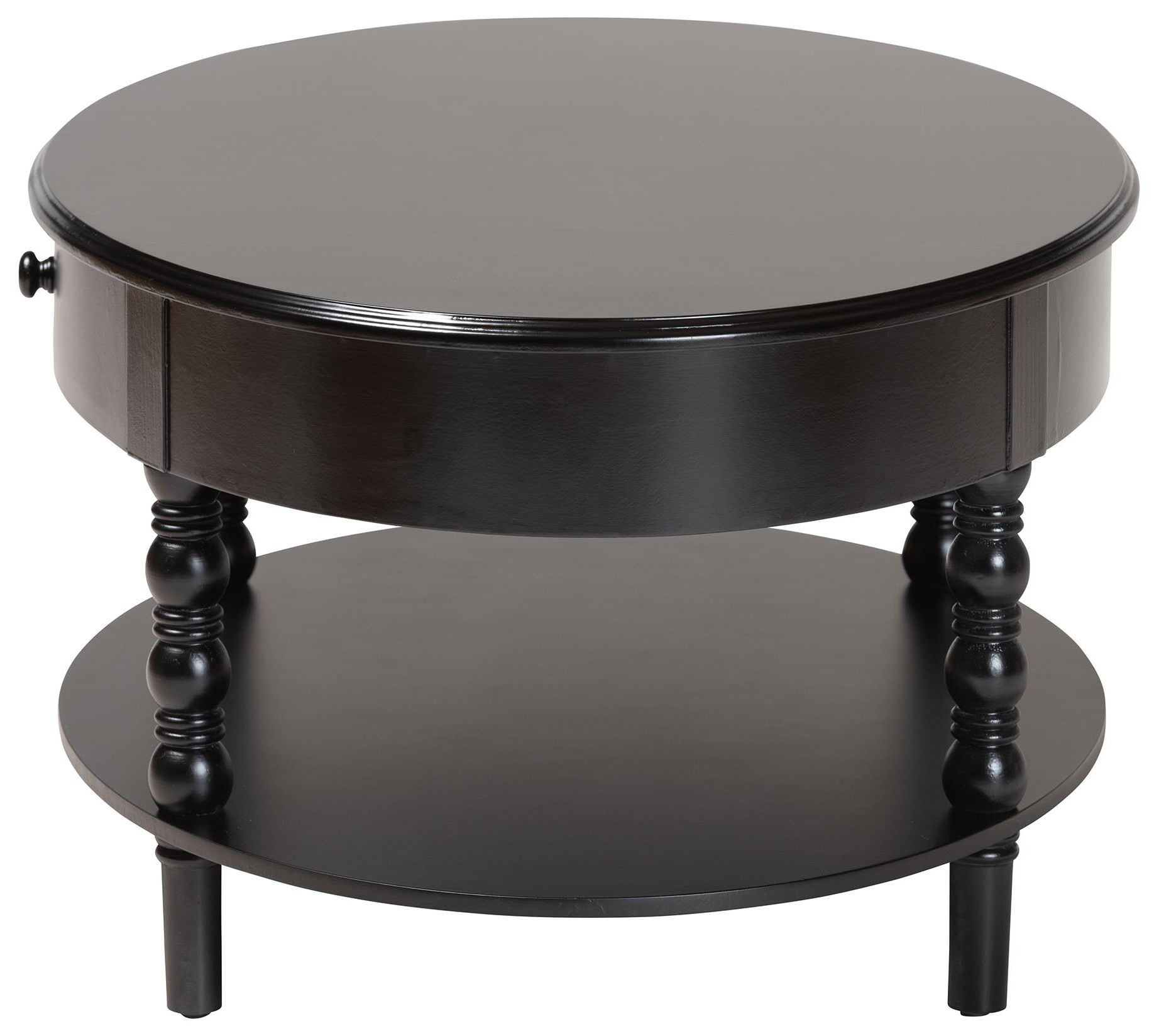 Baxton Studio Malinda Black Wood 1-Drawer Coffee Table with Spindle Legs