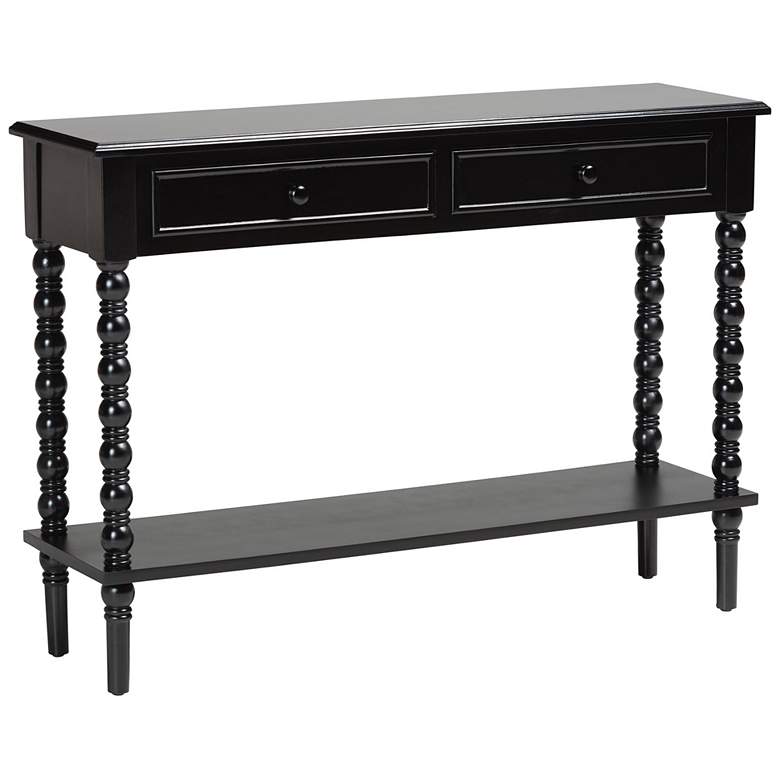Image 1 Baxton Studio Malinda Black Wood 2-Drawer Console Table with Spindle Legs