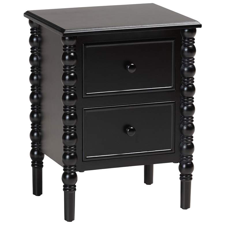 Image 1 Baxton Studio Malinda Black Wood 2-Drawer End Table with Spindle Legs