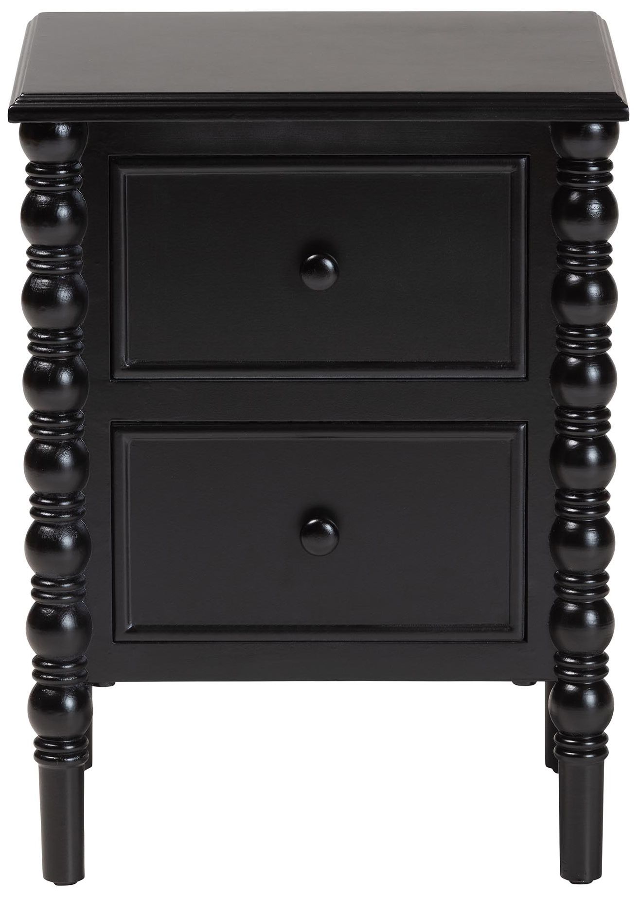 Image 4 Baxton Studio Malinda Black Wood 2-Drawer End Table with Spindle Legs more views
