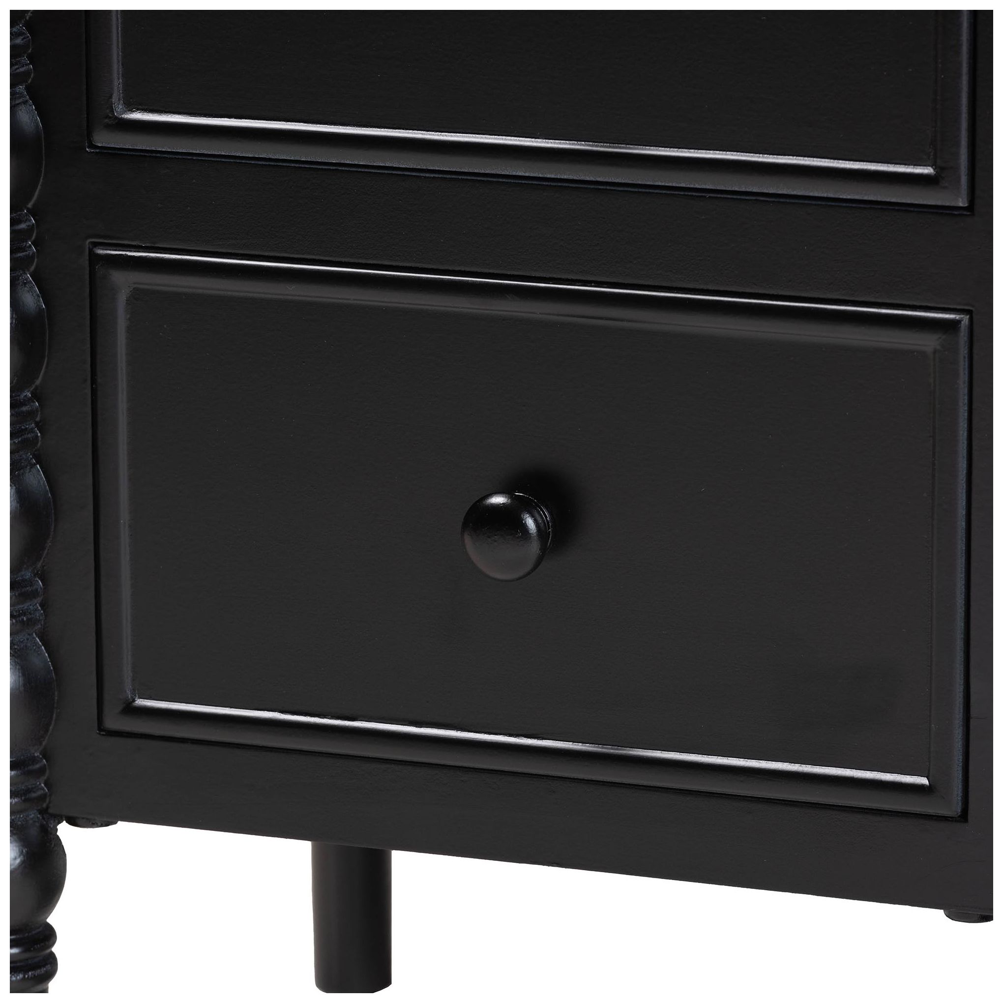 Image 7 Baxton Studio Malinda Black Wood 2-Drawer End Table with Spindle Legs more views
