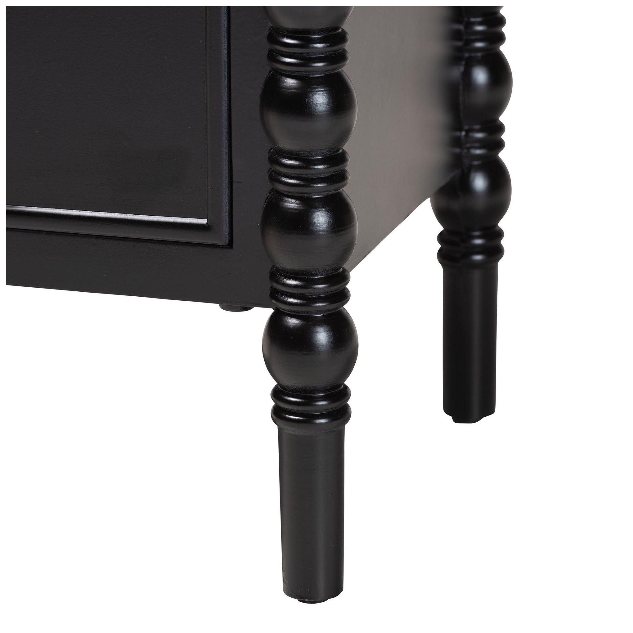Baxton Studio Malinda Black Wood 2-Drawer End Table with Spindle Legs