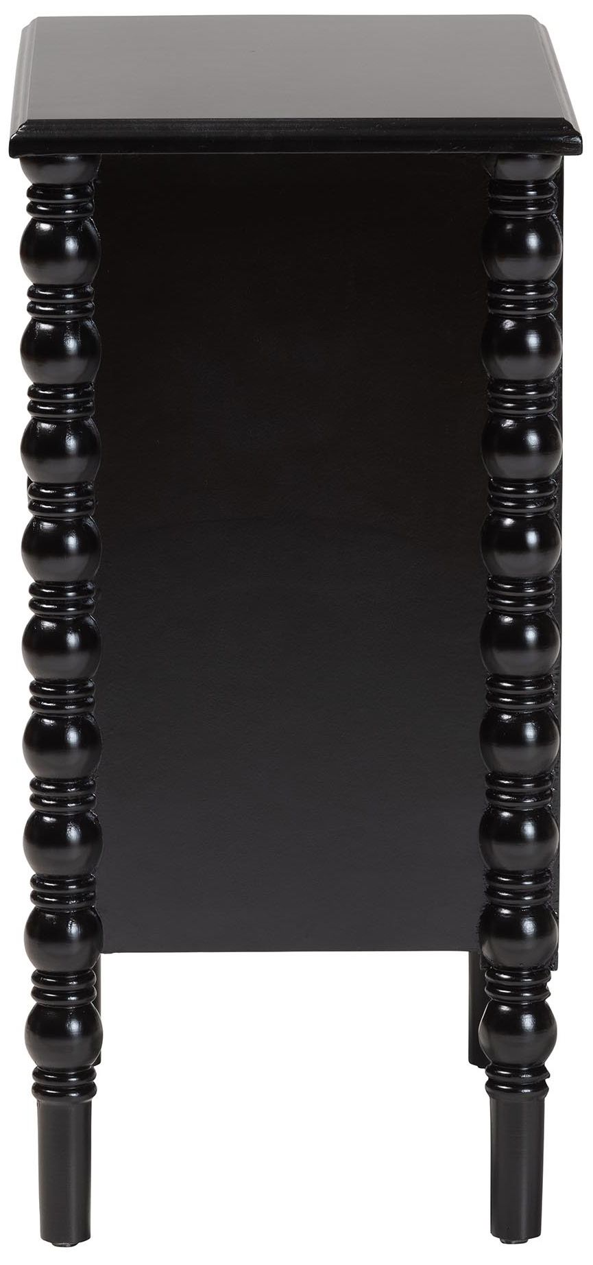 Image 5 Baxton Studio Malinda Black Wood 3-Drawer End Table with Spindle Legs more views