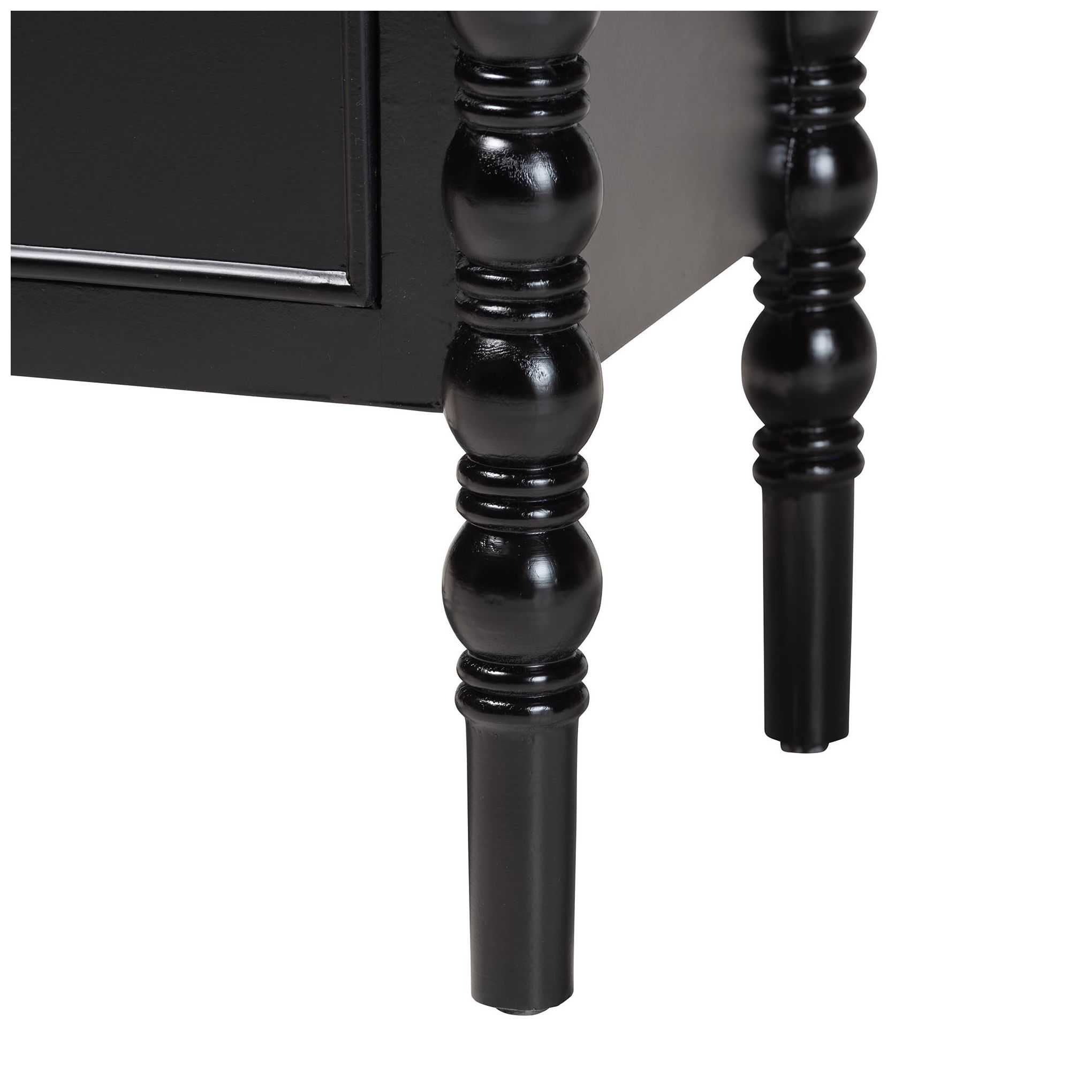 Baxton Studio Malinda Black Wood 3-Drawer End Table with Spindle Legs