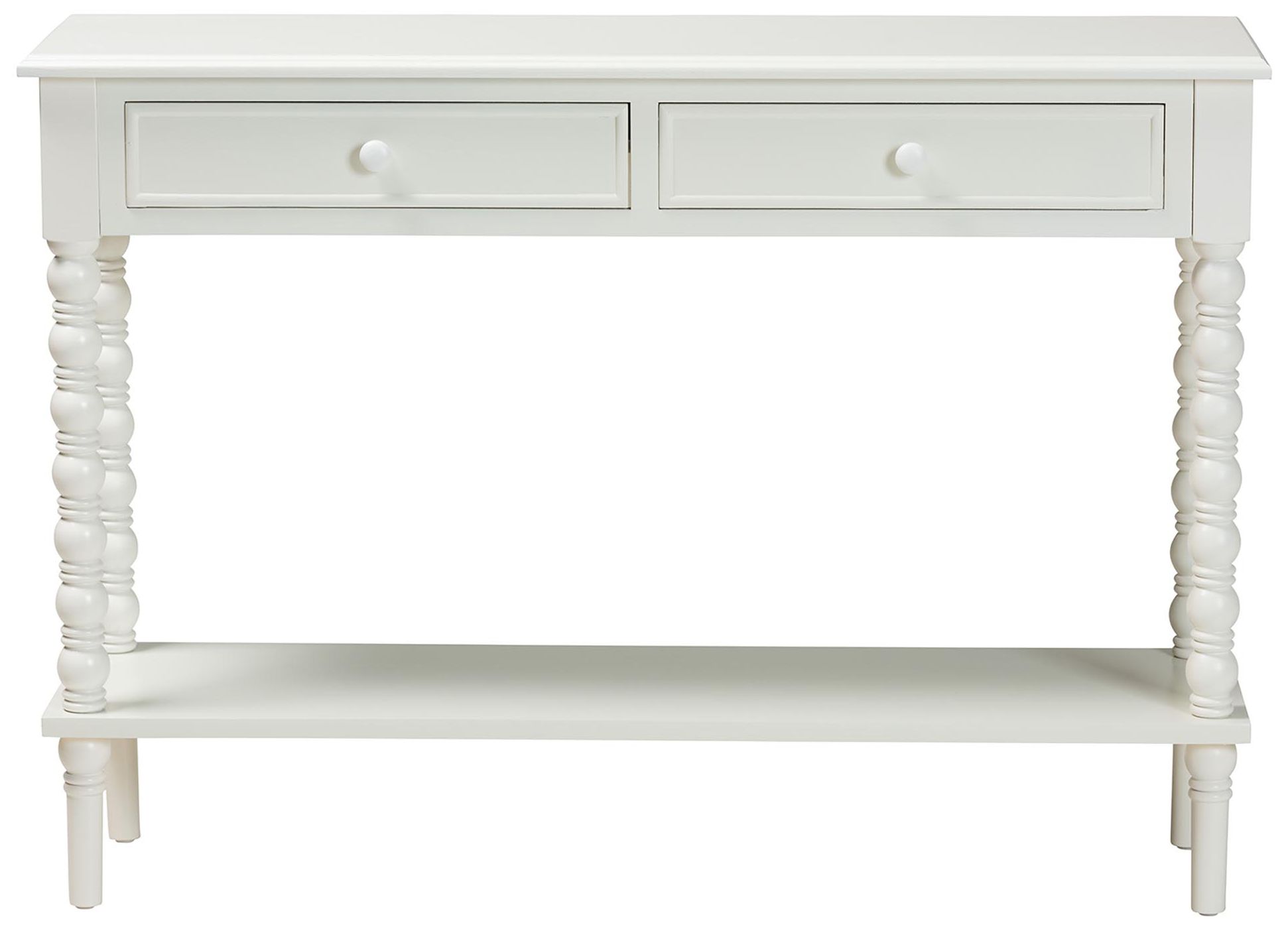 Image 4 Baxton Studio Malinda White Wood 2-Drawer Console Table with Spindle Legs more views