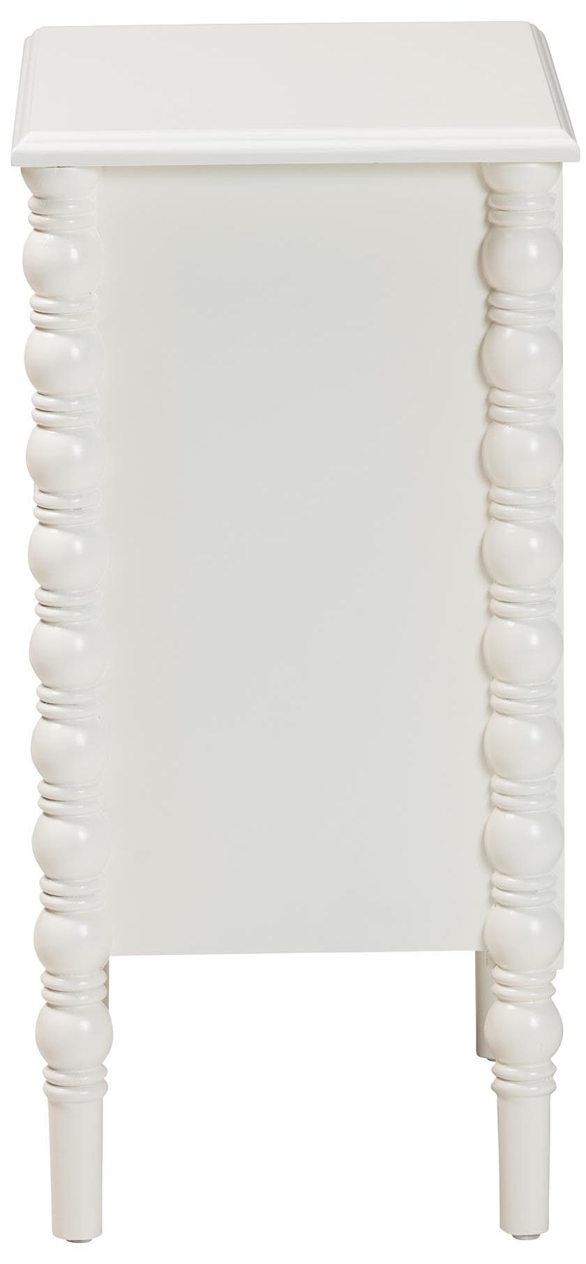 Image 5 Baxton Studio Malinda White Wood 3-Drawer End Table with Spindle Legs more views