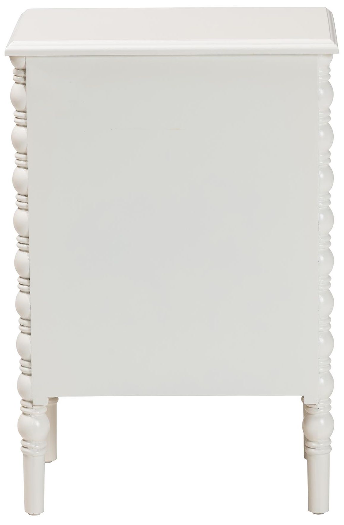 Image 6 Baxton Studio Malinda White Wood 3-Drawer End Table with Spindle Legs more views