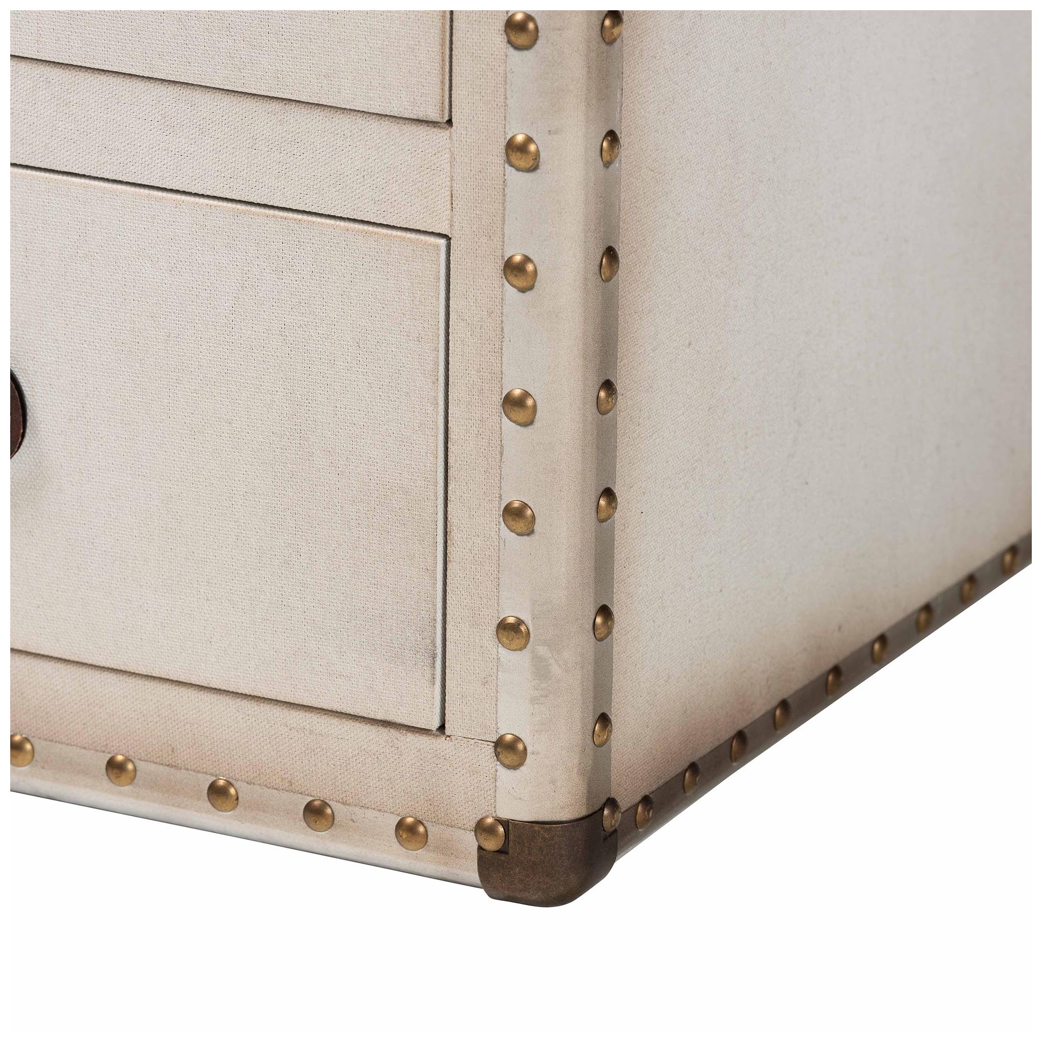 Baxton Studio Mallison Vintage White Canvas 3 Drawer End Table