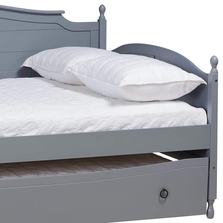 Image 3 Baxton Studio Mara Gray Full Daybed w/ Roll-Out Trundle Bed more views
