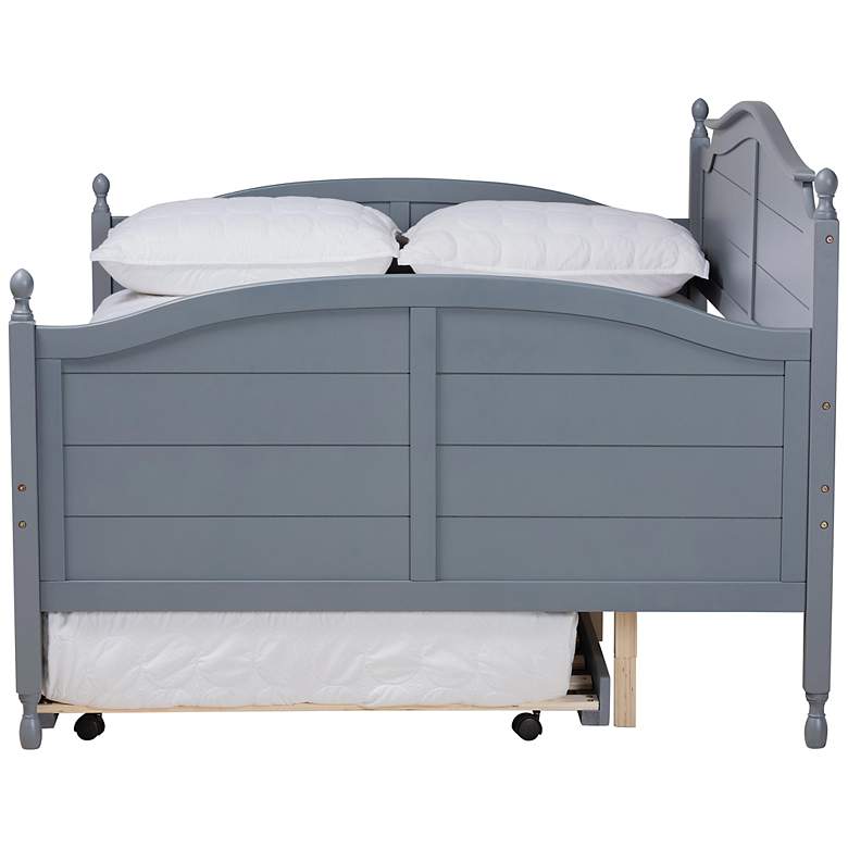 Image 7 Baxton Studio Mara Gray Full Daybed w/ Roll-Out Trundle Bed more views