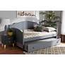 Baxton Studio Mara Gray Full Daybed w/ Roll-Out Trundle Bed