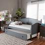 Baxton Studio Mara Gray Twin Daybed with Roll-Out Trundle