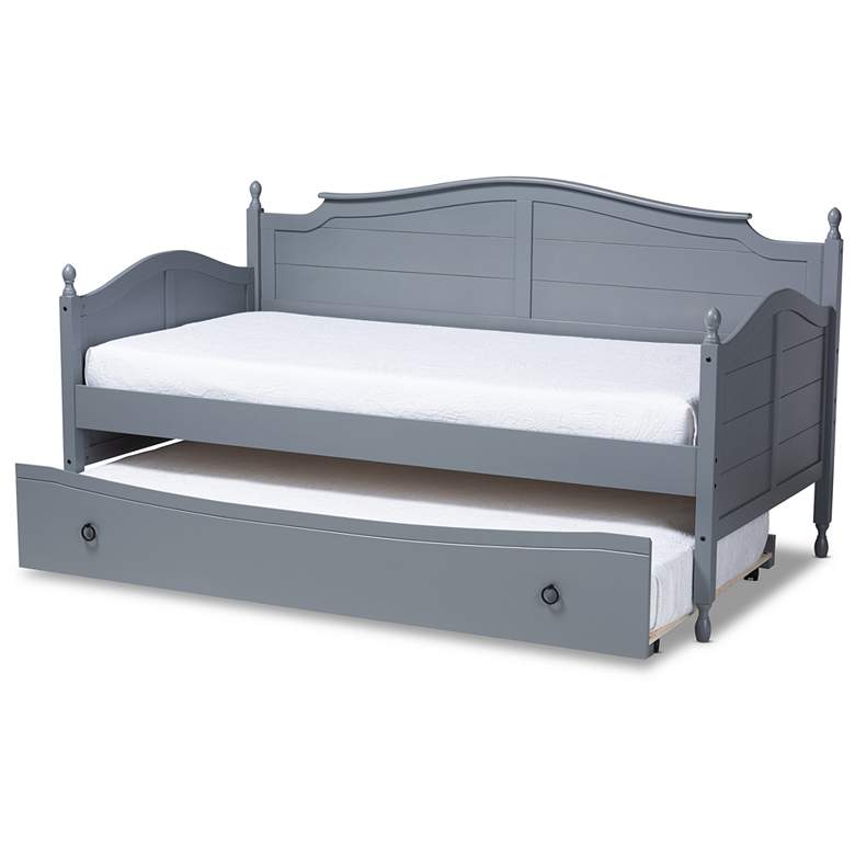 Image 4 Baxton Studio Mara Gray Twin Daybed with Roll-Out Trundle more views
