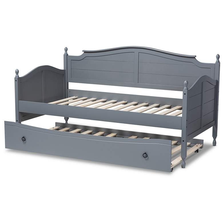 Image 7 Baxton Studio Mara Gray Twin Daybed with Roll-Out Trundle more views