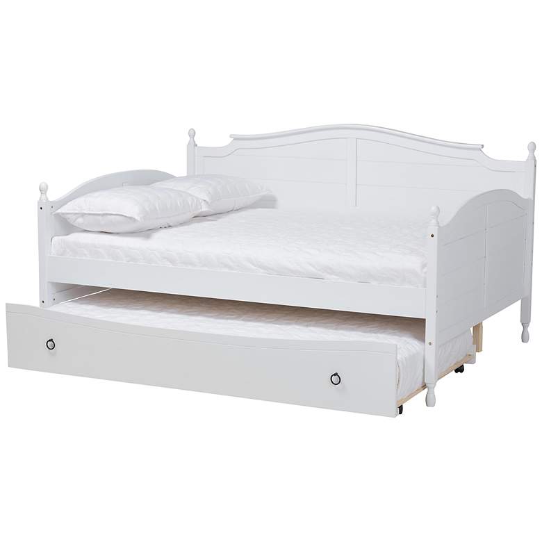 Image 6 Baxton Studio Mara White Full Daybed w/ Roll-Out Trundle Bed more views