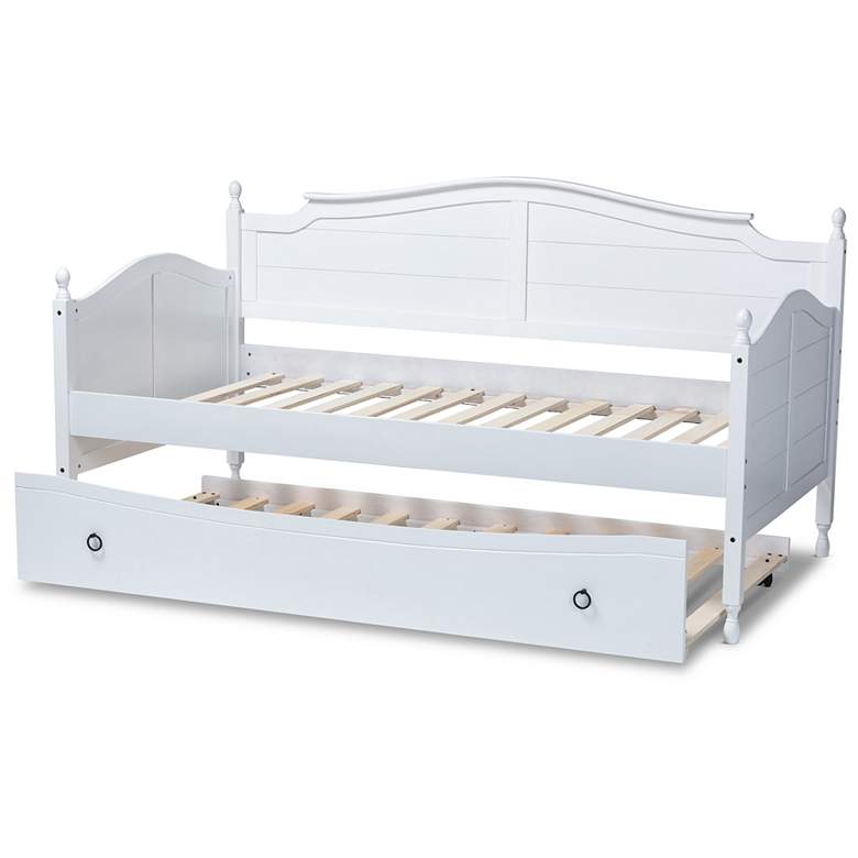 Image 7 Baxton Studio Mara White Twin Daybed with Roll-Out Trundle more views