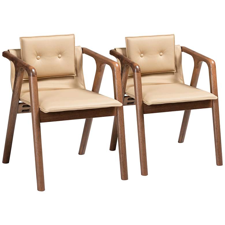 Image 1 Baxton Studio Marcena Tufted Beige Dining Chairs Set of 2