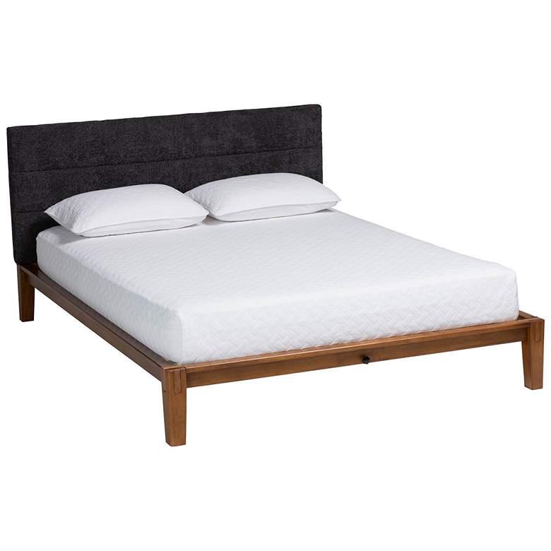 Image 2 Baxton Studio Mariette Dark Grey Teddy Fabric Queen Bed