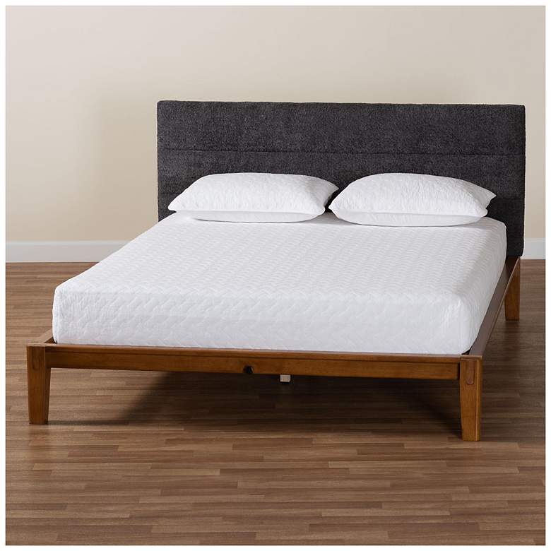 Image 1 Baxton Studio Mariette Dark Grey Teddy Fabric Queen Bed