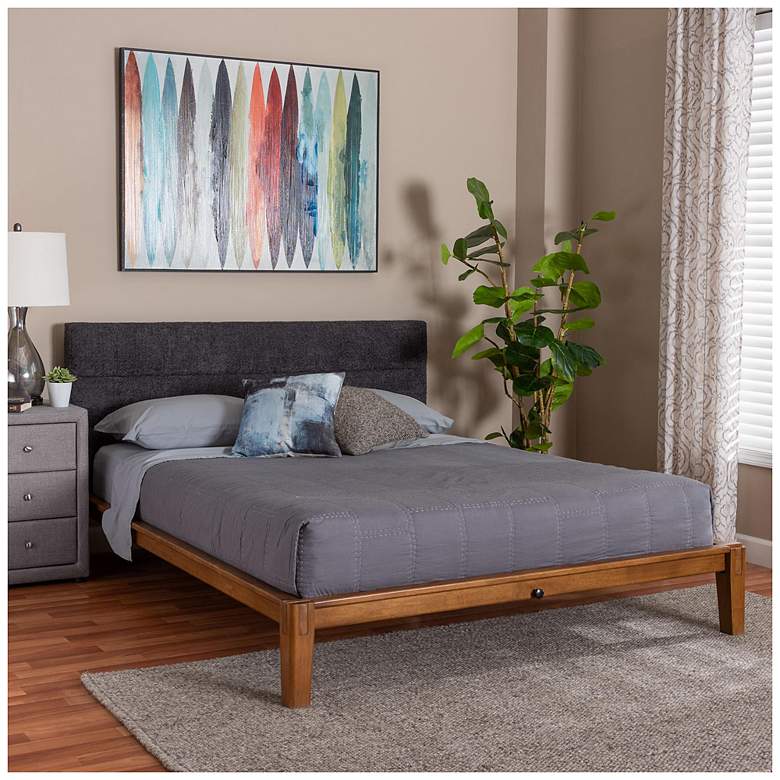 Image 3 Baxton Studio Mariette Dark Grey Teddy Fabric Queen Bed more views