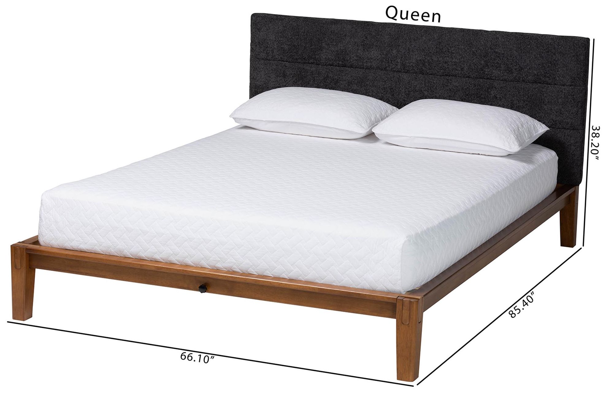 Baxton Studio Mariette Dark Grey Teddy Fabric Queen Bed