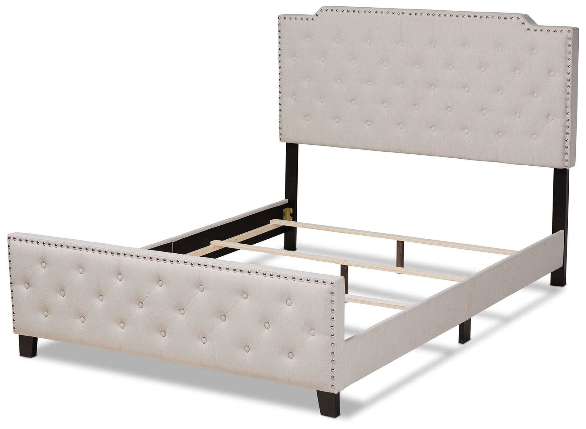 Image 3 Baxton Studio Marion Upholstered Button Tufted King Size Panel Bed more views