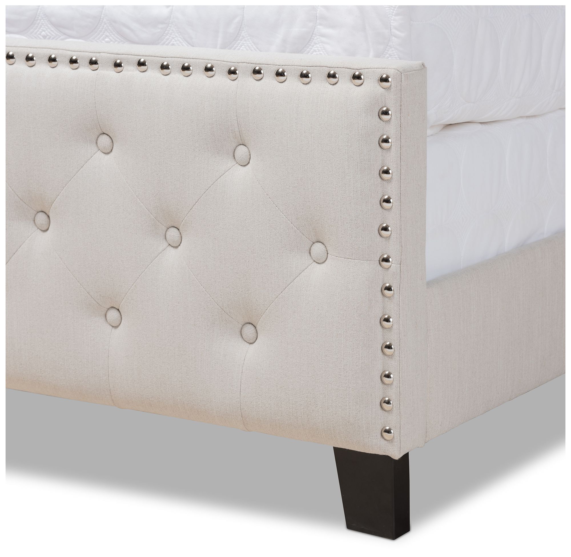 Image 5 Baxton Studio Marion Upholstered Button Tufted King Size Panel Bed more views