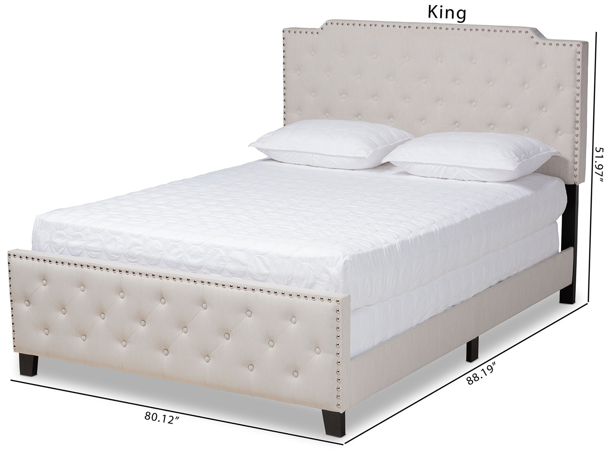 Baxton Studio Marion Upholstered Button Tufted King Size Panel Bed