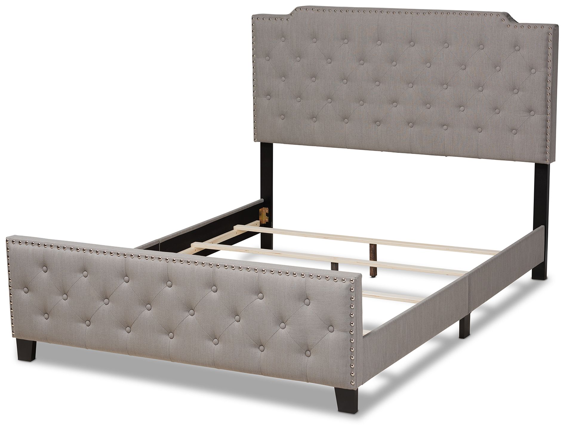 Image 3 Baxton Studio Marion Upholstered Button Tufted King Size Panel Bed more views