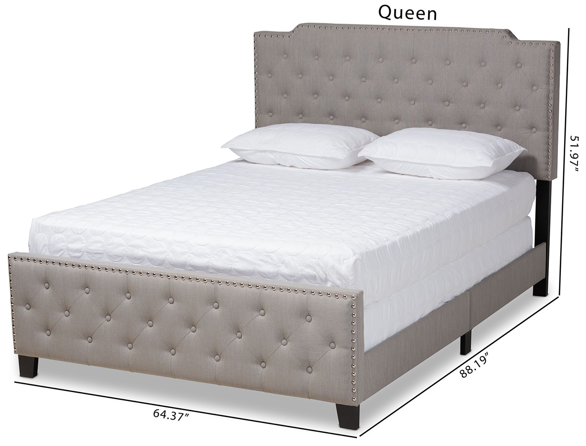 Baxton Studio Marion Upholstered Button Tufted King Size Panel Bed