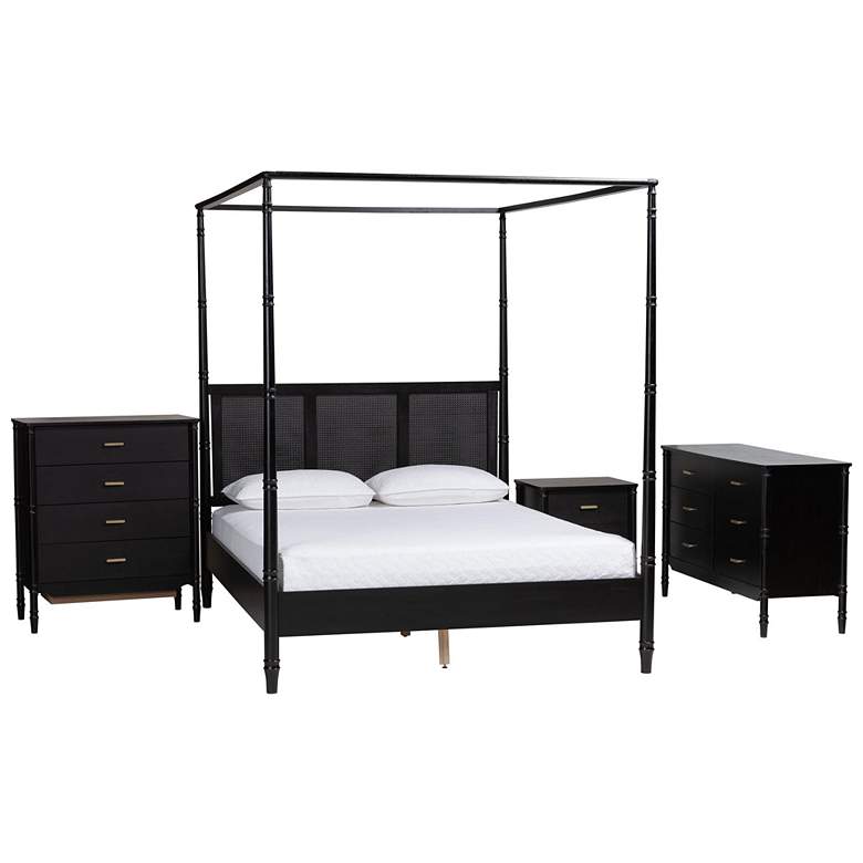 Image 2 Baxton Studio Marisela 4-Piece Black Queen Size Bedroom Set