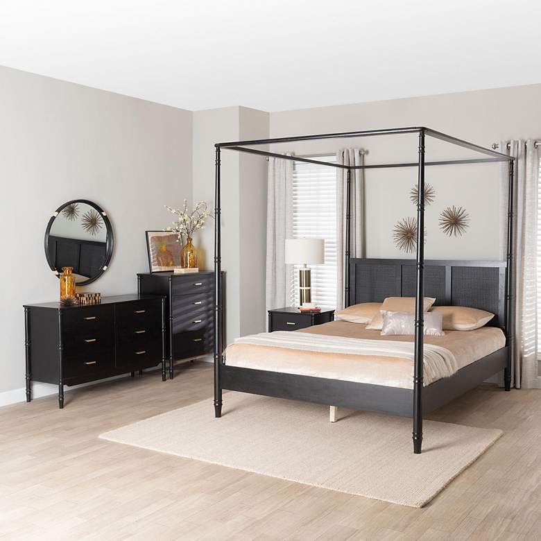 Image 1 Baxton Studio Marisela 4-Piece Black Queen Size Bedroom Set