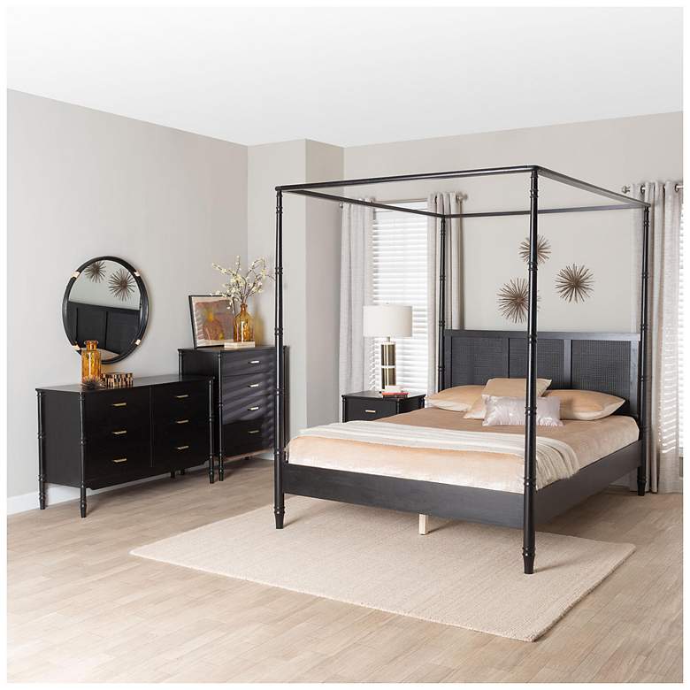 Image 3 Baxton Studio Marisela 4-Piece Black Queen Size Bedroom Set more views