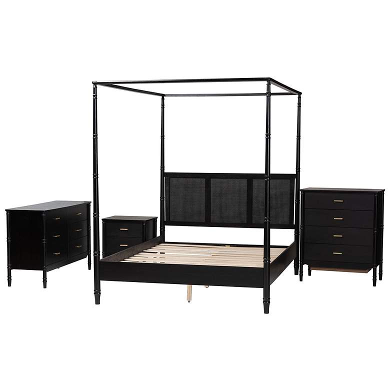 Image 4 Baxton Studio Marisela 4-Piece Black Queen Size Bedroom Set more views