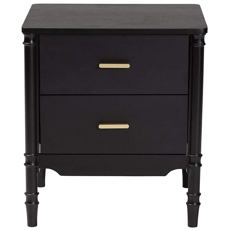 Image 4 Baxton Studio Marisela Black Wood 2-Drawer Nightstand with Gold Handles more views