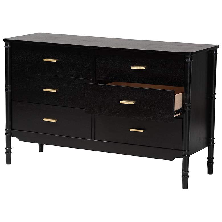 Image 4 Baxton Studio Marisela Black Wood 6-Drawer Wood Dresser with Gold Handles more views