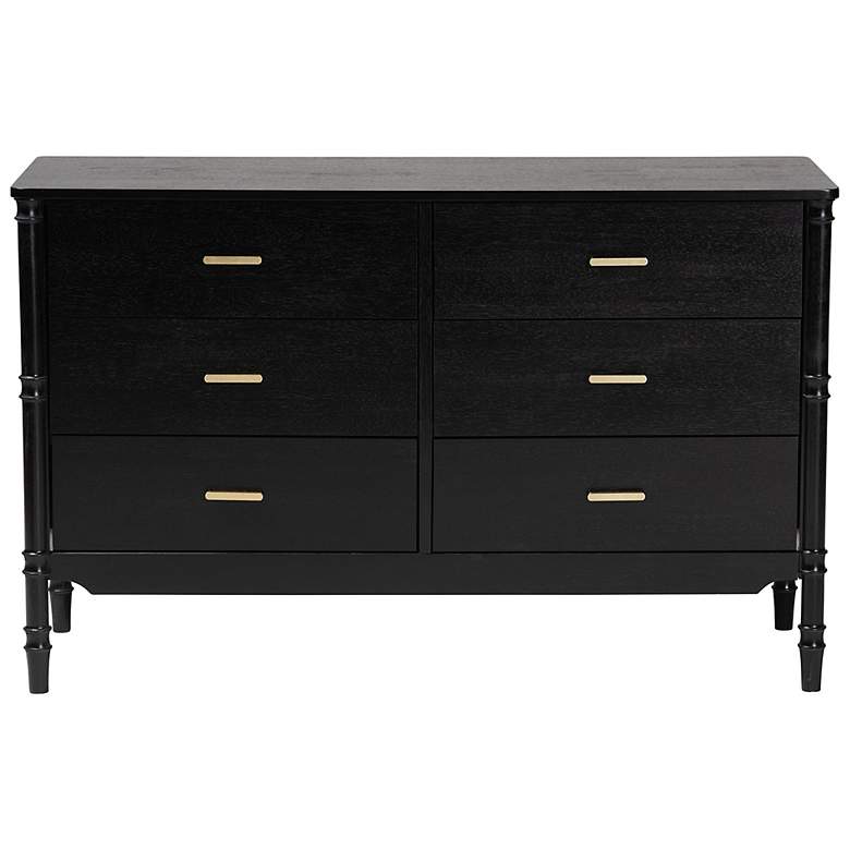 Image 5 Baxton Studio Marisela Black Wood 6-Drawer Wood Dresser with Gold Handles more views