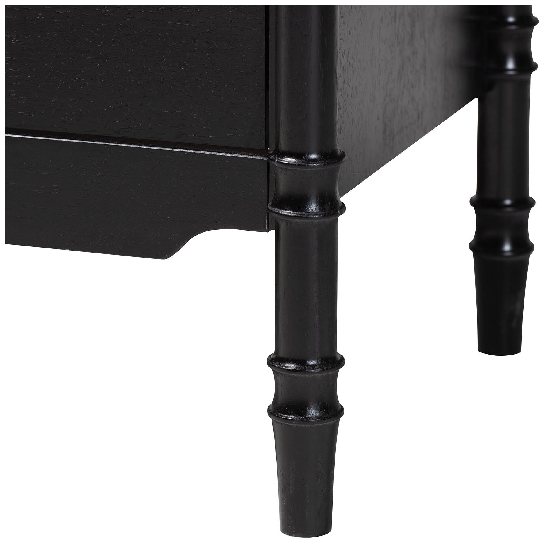 Baxton Studio Marisela Black Wood 6-Drawer Wood Dresser with Gold Handles