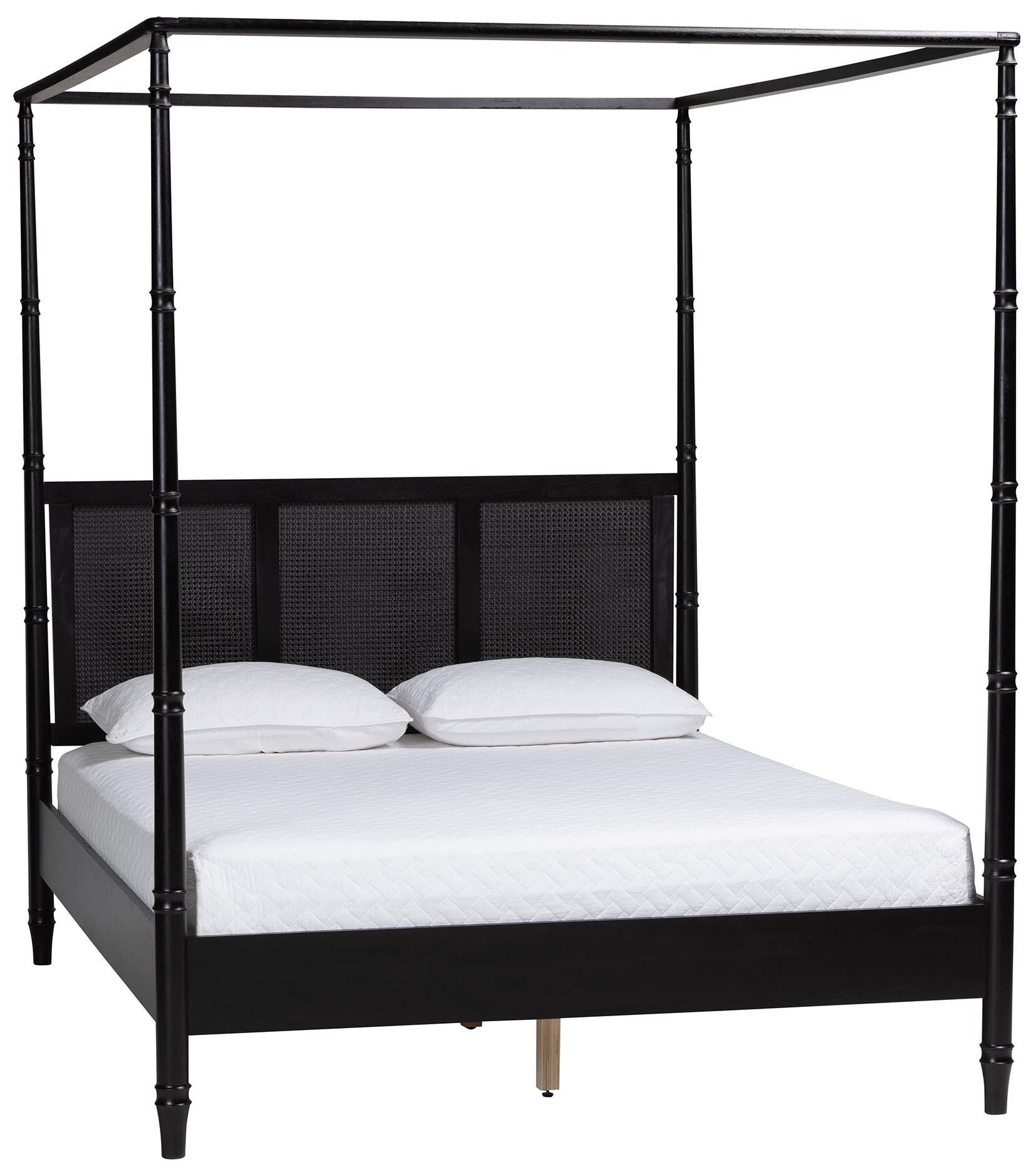 Image 2 Baxton Studio Marisela Black Wood Queen Canopy Bed