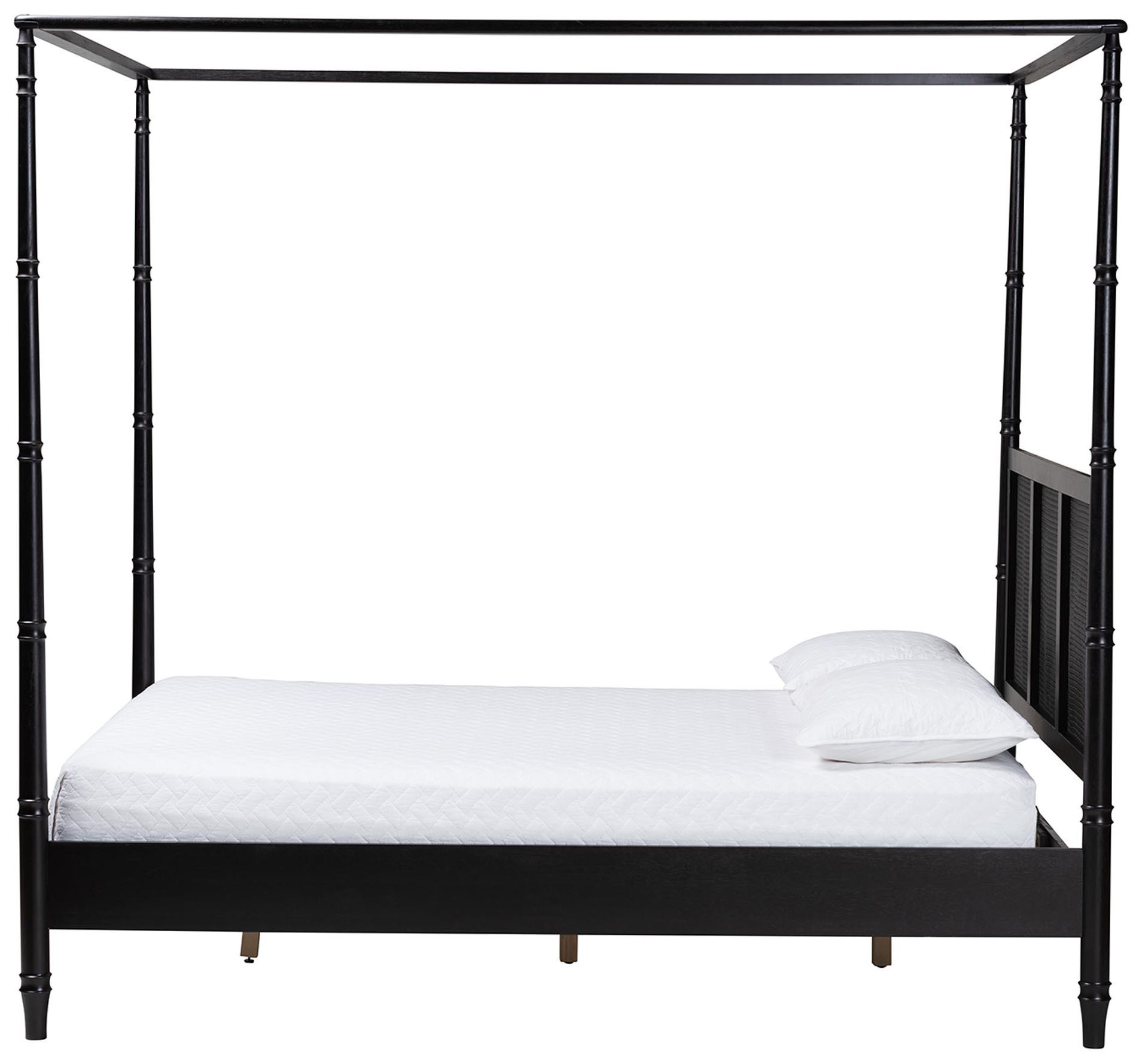 Image 3 Baxton Studio Marisela Black Wood Queen Canopy Bed more views