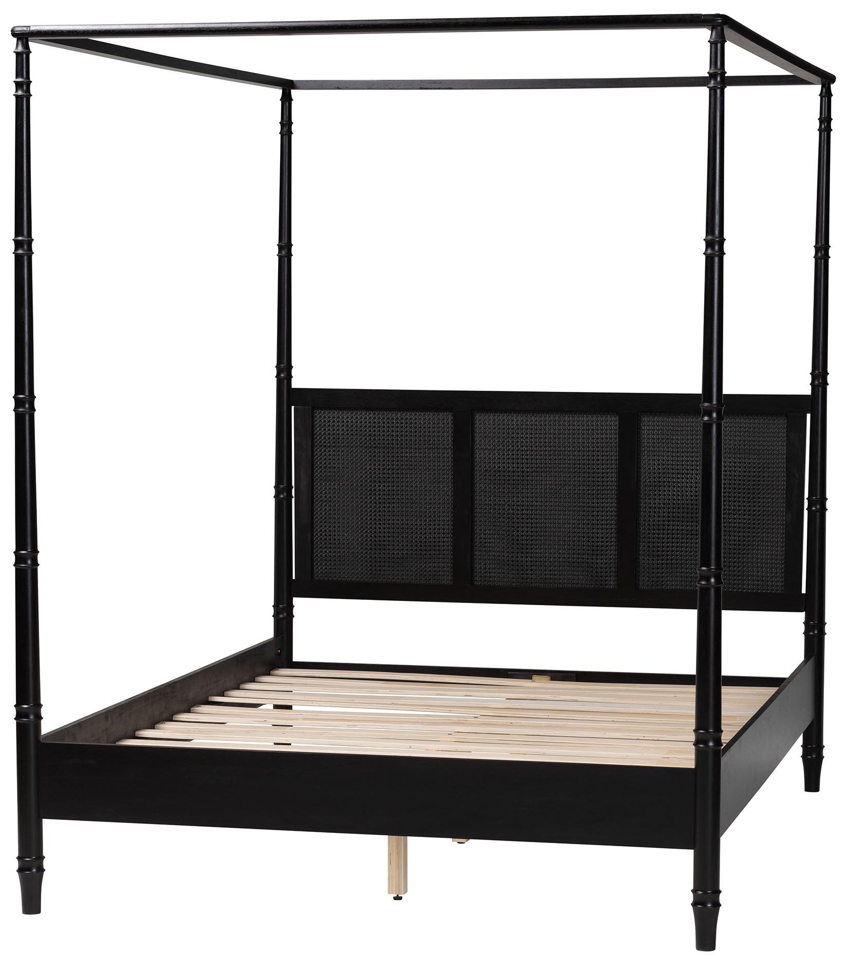 Image 4 Baxton Studio Marisela Black Wood Queen Canopy Bed more views