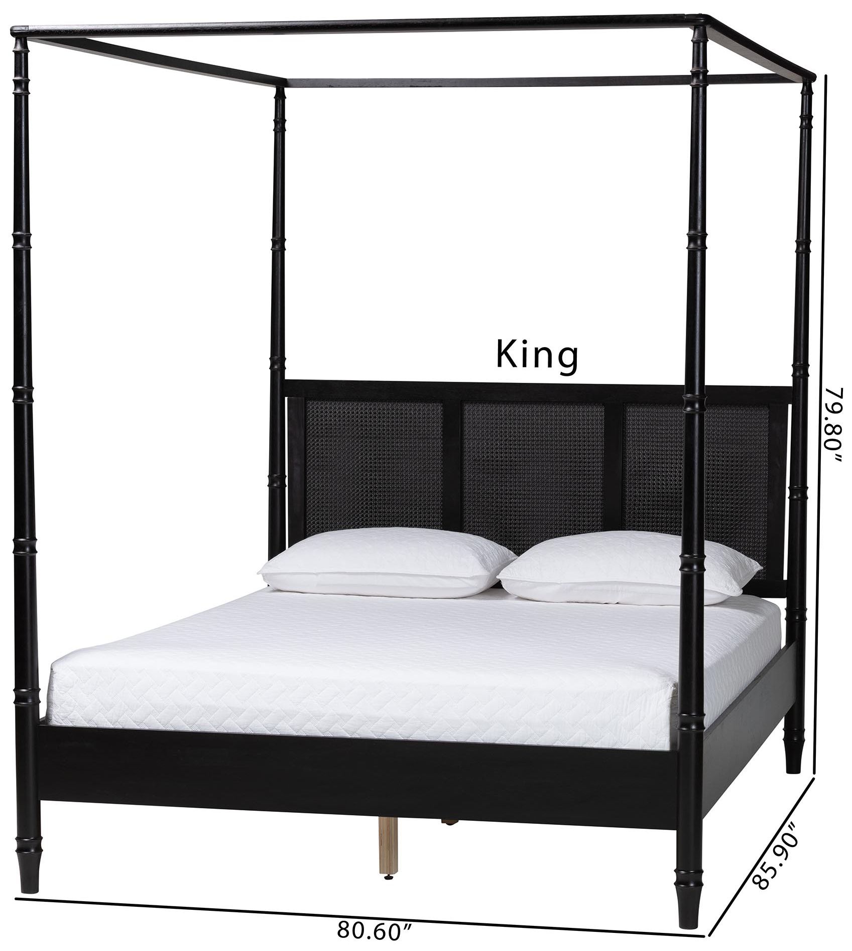 Baxton Studio Marisela Black Wood Queen Canopy Bed
