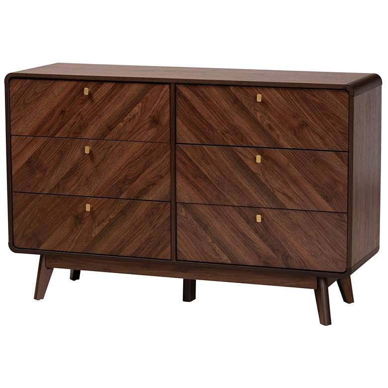 Image 2 Baxton Studio Markell Walnut Brown Finished Wood 6-Drawer Dresser
