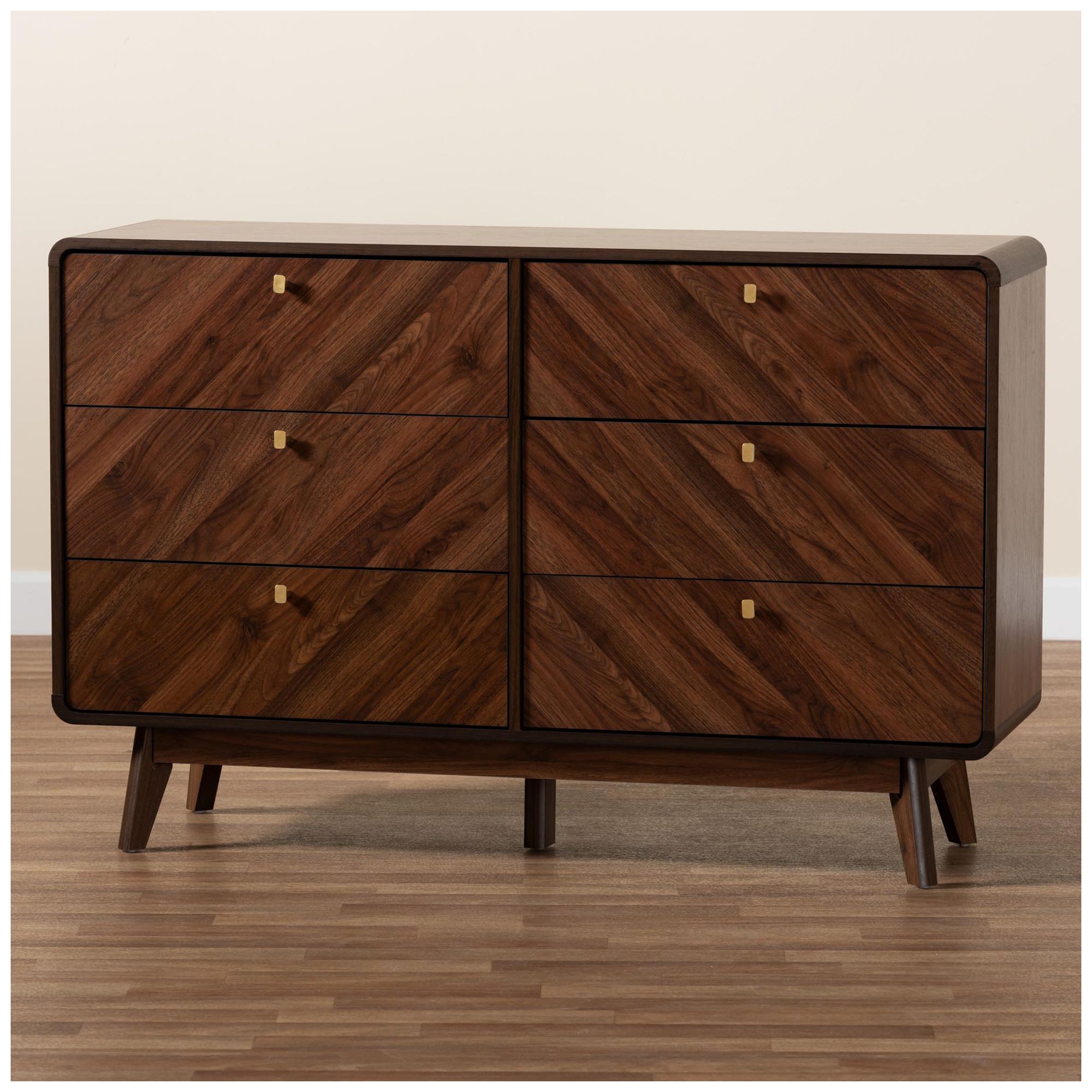 Baxton Studio Markell Walnut Brown Finished Wood 6-Drawer Dresser