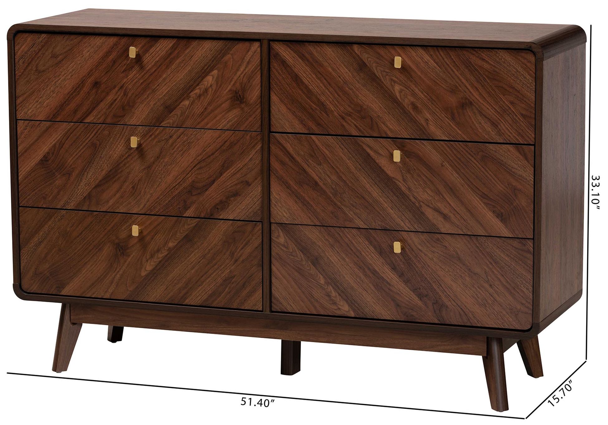Baxton Studio Markell Walnut Brown Finished Wood 6-Drawer Dresser