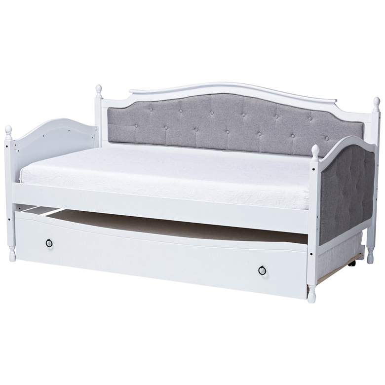 Image 2 Baxton Studio Marlie White Twin Daybed w/ Roll-Out Trundle