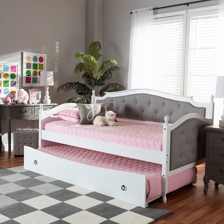 Image 3 Baxton Studio Marlie White Twin Daybed w/ Roll-Out Trundle more views